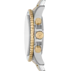 EMPORIO ARMANI Montre Bleu cadran doré rose/argenté fond bleu bracelet acier argenté/doré Outlet