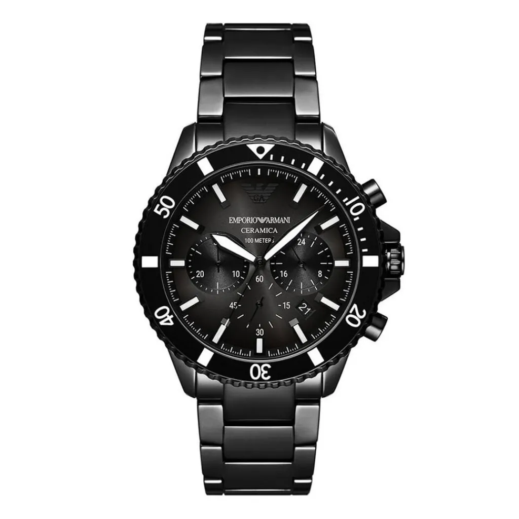 EMPORIO ARMANI Montre Noir cadran noir fond noir bracelet céramique noir Best