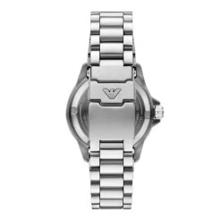 EMPORIO ARMANI Montre Sea Explorer Jaune cadran argenté fond jaune bracelet acier argenté Best