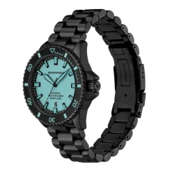 EMPORIO ARMANI Montre Sea Explorer Bleu cadran noir fond bleu bracelet acier noir Best