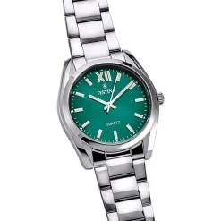 FESTINA Montre Boyfriend Vert cadran argenté fond vert bracelet acier argenté Outlet