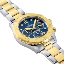 FESTINA Montre Boyfriend Bleu cadran argenté fond bleu bracelet acier bicolore Online