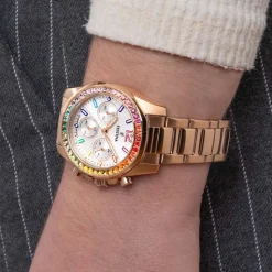 FESTINA Montre Boyfriend Blanc cadran doré rose fond blanc bracelet acier doré rose Online