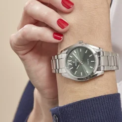 FESTINA Montre Boyfriend Kaki cadran argenté fond kaki bracelet acier argenté New