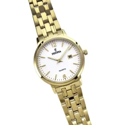 FESTINA Montre Classics Blanc cadran doré fond blanc bracelet acier doré Discount