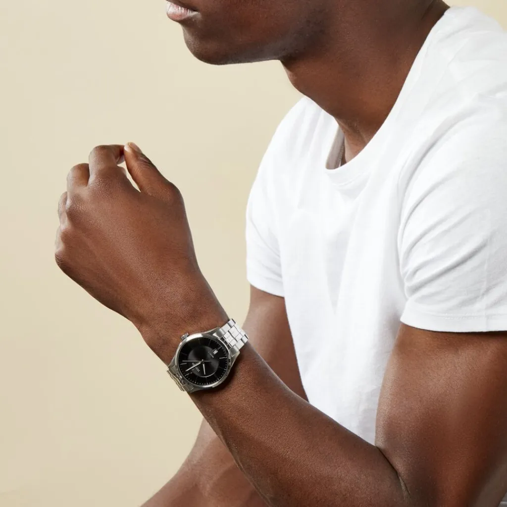 FESTINA Montre Classics Noir cadran argenté fond noir bracelet acier argenté Online