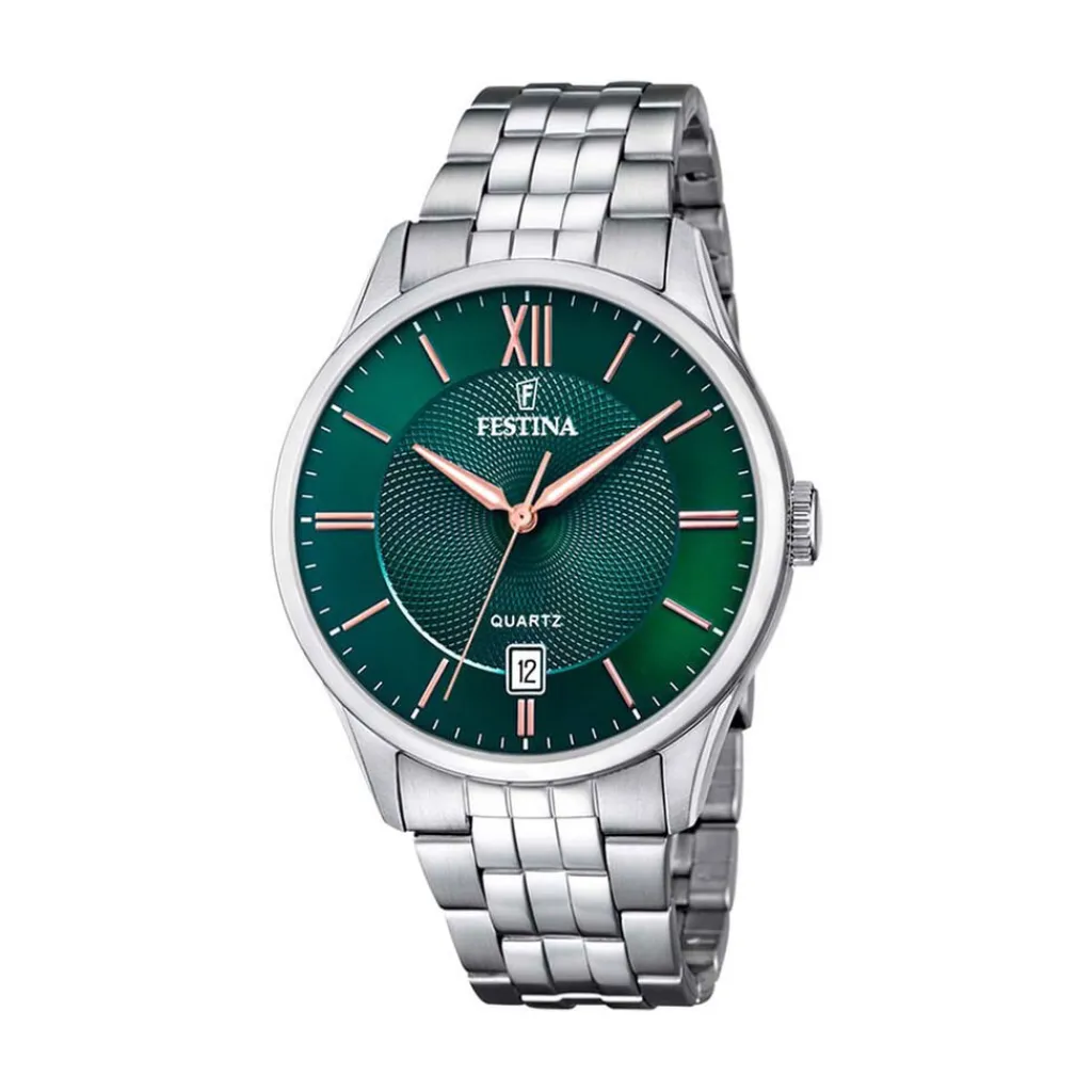 FESTINA Montre Classics Vert cadran argenté fond vert bracelet acier argenté Online