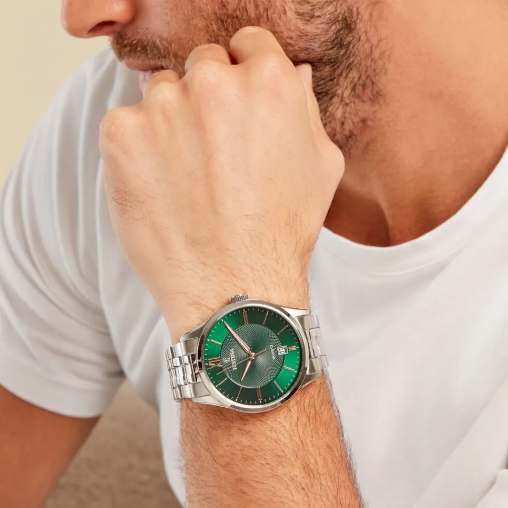 FESTINA Montre Classics Vert cadran argenté fond vert bracelet acier argenté Online