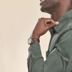 FESTINA Montre Junior Fond Blanc cadran argenté fond blanc bracelet cuir noir Hot