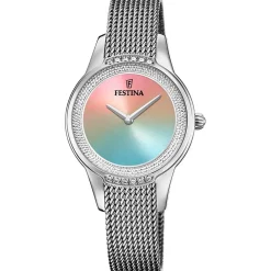 FESTINA Montre Mademoiselle Multicolore cadran argenté fond multicolore bracelet acier argenté Clearance