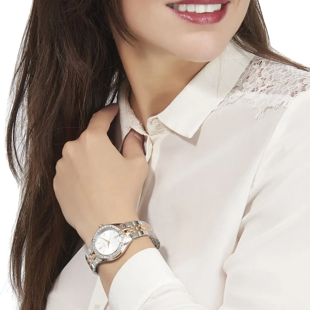 FESTINA Montre Mademoiselle Blanc cadran bicolore fond blanc bracelet acier argenté Sale
