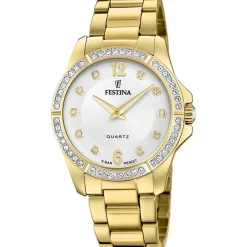 FESTINA Montre Mademoiselle Argenté cadran doré fond argenté bracelet acier doré Best