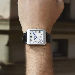 FESTINA Montre On The Square Blanc cadran argenté fond blanc bracelet cuir de vache noir New