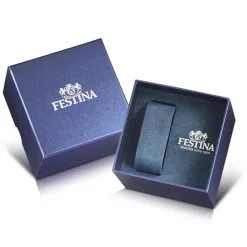 FESTINA Montre On The Square Chrono Bleu cadran argenté fond bleu bracelet acier bicolore Discount