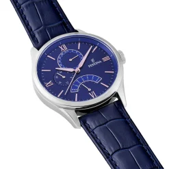 FESTINA Montre Retro Bleu cadran argenté fond bleu bracelet cuir bleu Hot