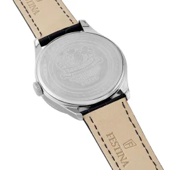 FESTINA Montre Retro Bleu cadran argenté fond bleu bracelet cuir bleu Hot