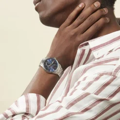 FESTINA Montre Retro Bleu cadran argenté fond bleu bracelet acier argenté