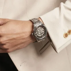 FESTINA Montre Squelette cadran gris fond gris bracelet acier gris New