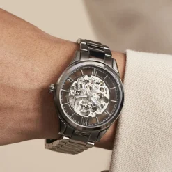 FESTINA Montre Squelette cadran gris fond gris bracelet acier gris New