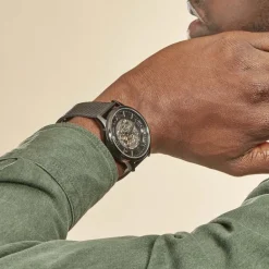 FESTINA Montre Squelette Blanc cadran noir fond noir bracelet acier noir Outlet