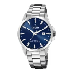 FESTINA SWISS MADE Montre 41 Bleu London cadran argenté fond bleu london bracelet acier argenté Clearance