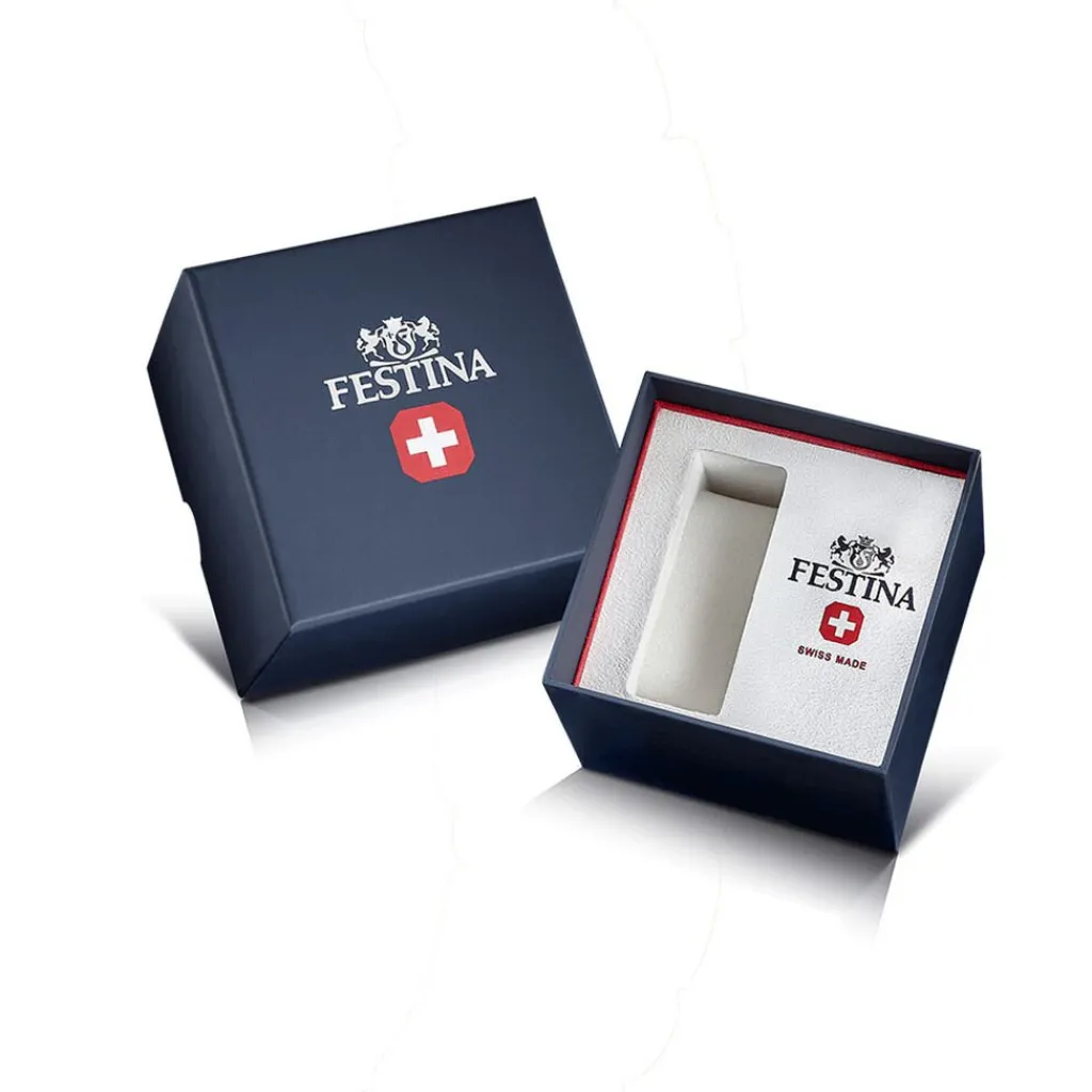 FESTINA SWISS MADE Montre 29 Bleu London cadran argenté fond bleu london bracelet acier argenté New