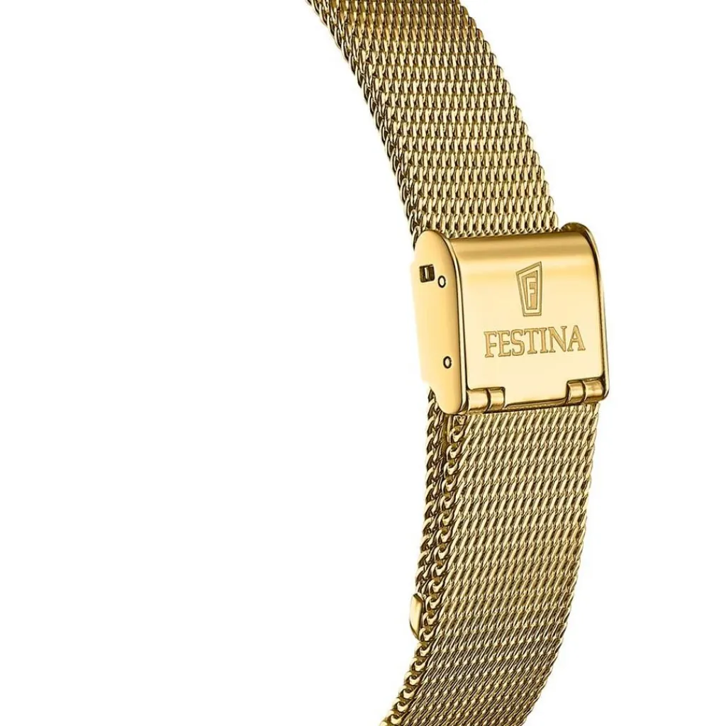 FESTINA SWISS MADE Montre 29 Champagne cadran doré fond champagne bracelet acier doré Best