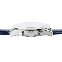 FESTINA Montre Timeless Chronograph Bleu cadran argenté fond bleu bracelet cuir bleu Outlet