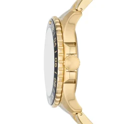 FOSSIL Montre Blue Noir cadran doré fond noir bracelet acier doré Sale