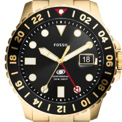 FOSSIL Montre Blue Noir cadran doré fond noir bracelet acier doré Sale
