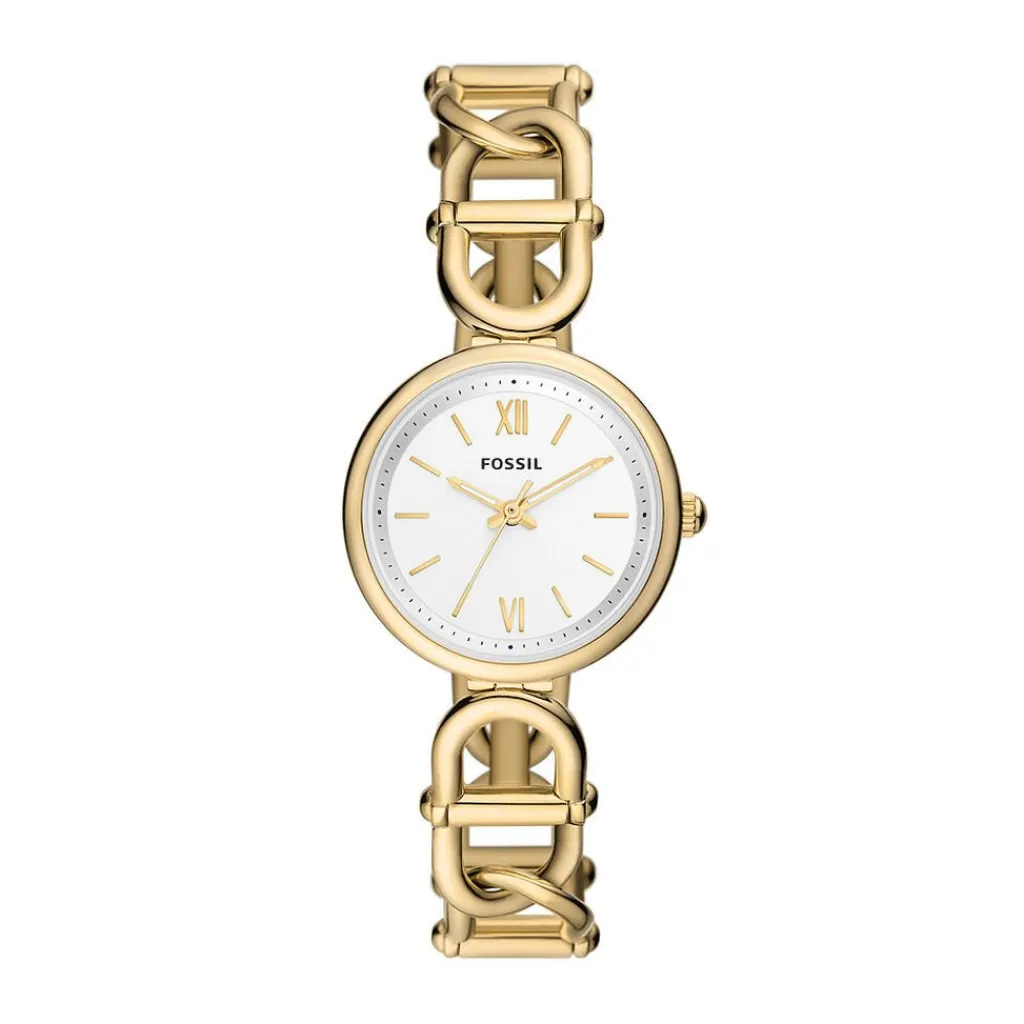 FOSSIL Montre Carlie Blanc cadran doré fond blanc bracelet acier doré Best