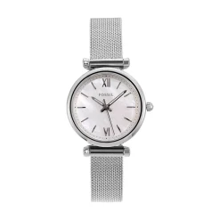 FOSSIL Montre Carlie Mini Nacre cadran argenté fond nacre bracelet acier argenté Hot
