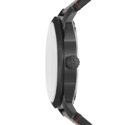 FOSSIL Montre Machine Marron cadran noir fond marron bracelet cuir marron Clearance