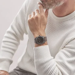 FOSSIL Montre Machine Marron cadran noir fond marron bracelet cuir marron Clearance