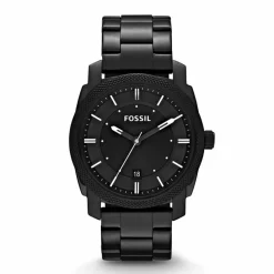 FOSSIL Montre Machine Noir cadran noir fond noir bracelet acier noir