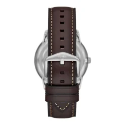 FOSSIL Montre Neutra Minimalist Argenté cadran argenté fond argenté bracelet cuir marron Outlet