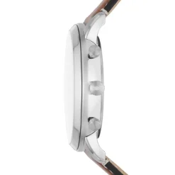 FOSSIL Montre Neutra Vert cadran argenté fond vert bracelet cuir marron New