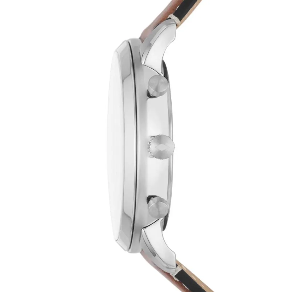 FOSSIL Montre Neutra Vert cadran argenté fond vert bracelet cuir marron New