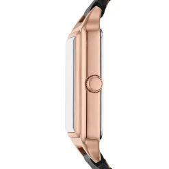 FOSSIL Montre Raquel Blanc cadran rose fond blanc bracelet cuir noir Discount