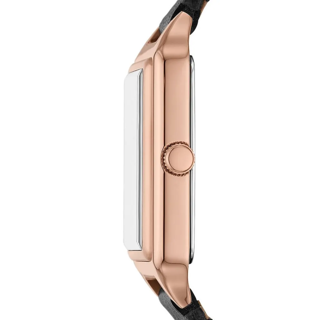 FOSSIL Montre Raquel Blanc cadran rose fond blanc bracelet cuir noir Discount