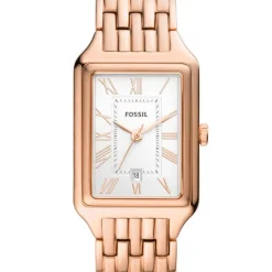 FOSSIL Montre Raquel Blanc cadran rose fond blanc bracelet acier rose Outlet