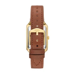 FOSSIL Montre Raquel Blanc cadran doré fond blanc bracelet cuir marron Outlet