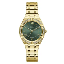 GUESS Montre Cosmo Vert cadran doré fond vert bracelet acier doré