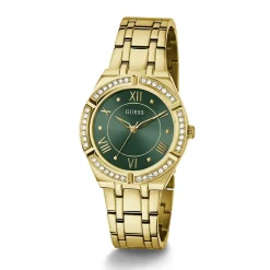 GUESS Montre Cosmo Vert cadran doré fond vert bracelet acier doré