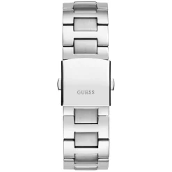 GUESS Montre Equity Noir cadran argenté fond noir bracelet acier argenté Discount