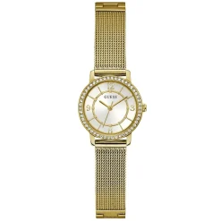 GUESS Montre Melody Blanc cadran doré fond blanc bracelet acier doré Clearance