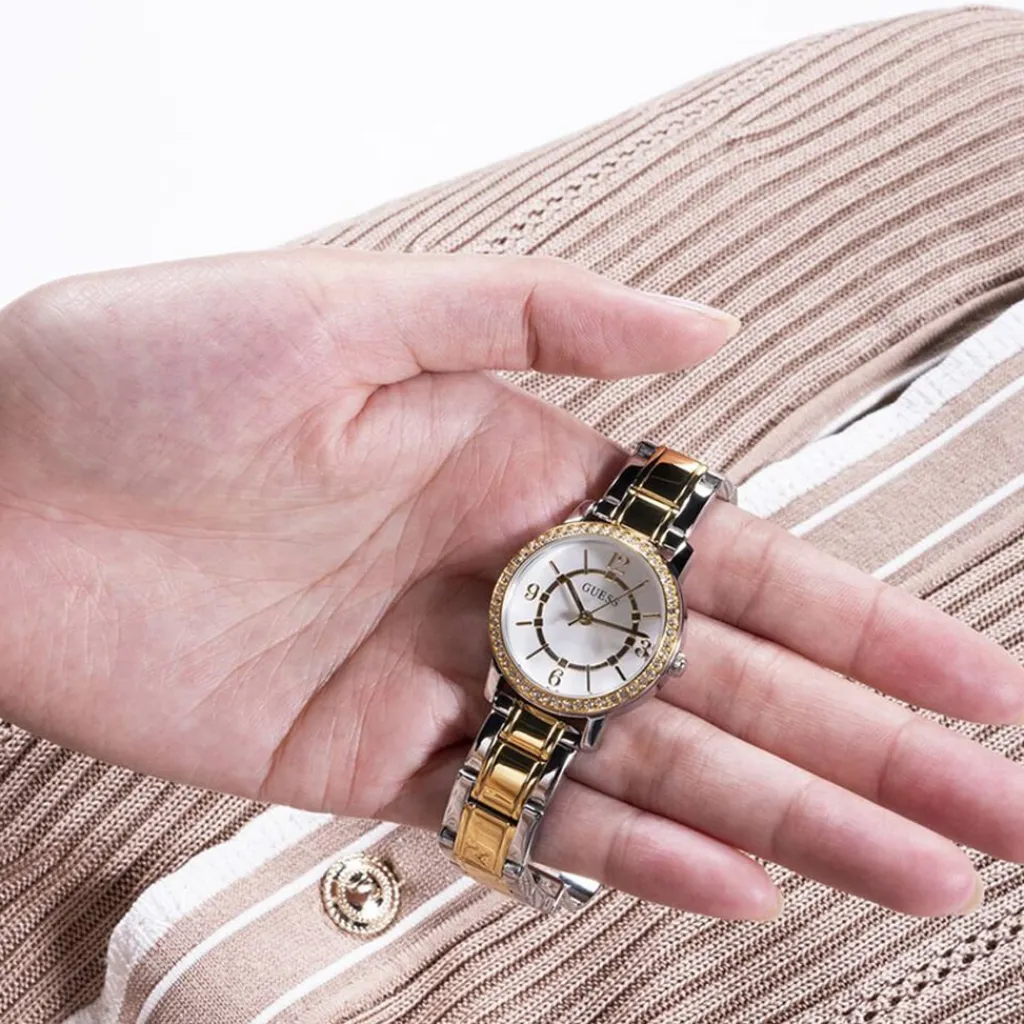 GUESS Montre Melody Blanc cadran bicolore doré / blanc fond blanc bracelet acier bicolore Online