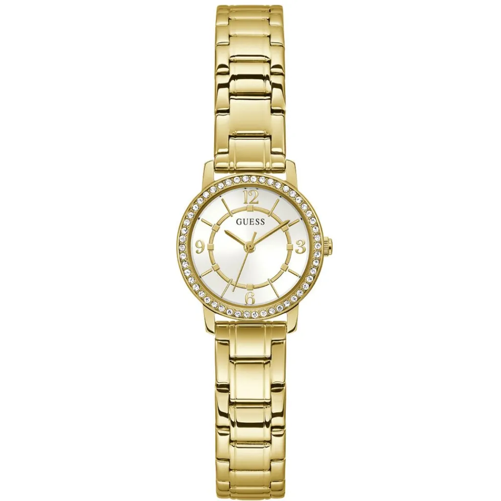 GUESS Montre Melody Blanc cadran doré fond blanc bracelet acier doré Hot