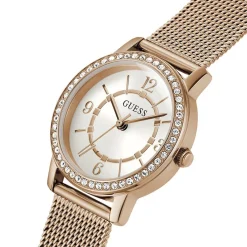 GUESS Montre Melody Blanc cadran doré fond blanc bracelet acier rose Sale