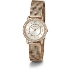 GUESS Montre Melody Blanc cadran doré fond blanc bracelet acier rose Sale